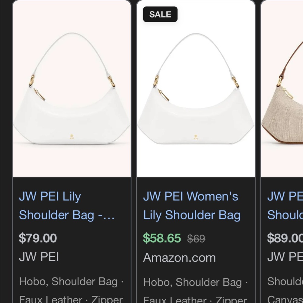 JW PEI White Lilly Shoulder Bag. NWT.  Small stain on inside.